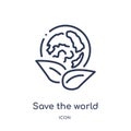 Linear save the world icon from Ecology outline collection. Thin line save the world vector isolated on white background. save the