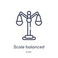 Linear scale balanced tool icon from Food outline collection. Thin line scale balanced tool icon isolated on white background.