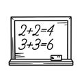 Linear school blackboard vector icon with a mathematical sums