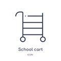 Linear school cart icon from Education outline collection. Thin line school cart icon isolated on white background. school cart