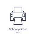 Linear school printer icon from General outline collection. Thin line school printer icon isolated on white background. school