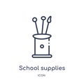 Linear school supplies icon from Education outline collection. Thin line school supplies vector isolated on white background.