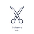 Linear scissors icon from Education outline collection. Thin line scissors vector isolated on white background. scissors trendy