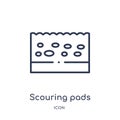 Linear scouring pads icon from Cleaning outline collection. Thin line scouring pads vector isolated on white background. scouring