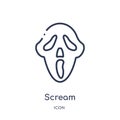 Linear scream icon from Education outline collection. Thin line scream vector isolated on white background. scream trendy