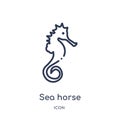 Linear sea horse icon from Animals and wildlife outline collection. Thin line sea horse vector isolated on white background. sea Royalty Free Stock Photo