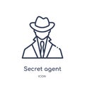 Linear secret agent icon from Army and war outline collection. Thin line secret agent vector isolated on white background. secret