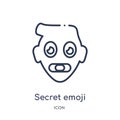 Linear secret emoji icon from Emoji outline collection. Thin line secret emoji vector isolated on white background. secret emoji