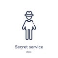 Linear secret service icon from Job profits outline collection. Thin line secret service icon isolated on white background. secret