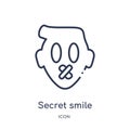 Linear secret smile icon from Emoji outline collection. Thin line secret smile vector isolated on white background. secret smile