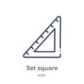 Linear set square school tool icon from Education outline collection. Thin line set square school tool icon isolated on white