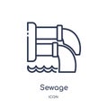 Linear sewage icon from Industry outline collection. Thin line sewage icon isolated on white background. sewage trendy