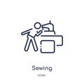 Linear sewing icon from Free time outline collection. Thin line sewing vector isolated on white background. sewing trendy Royalty Free Stock Photo