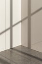 Linear Shadows Crossing Wall and Tiled Floor in Minimal Composition Royalty Free Stock Photo