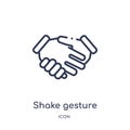 Linear shake gesture icon from Hands and guestures outline collection. Thin line shake gesture icon isolated on white background. Royalty Free Stock Photo