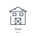 Linear shed icon from Agriculture farming and gardening outline collection. Thin line shed vector isolated on white background.