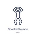 Linear shocked human icon from Feelings outline collection. Thin line shocked human vector isolated on white background. shocked