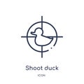 Linear shoot duck icon from Entertainment outline collection. Thin line shoot duck icon isolated on white background. shoot duck