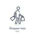 Linear shopper man icon from Behavior outline collection. Thin line shopper man vector isolated on white background. shopper man