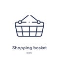 Linear shopping basket icon from Football outline collection. Thin line shopping basket vector isolated on white background.