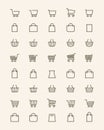 Linear shopping basket icons