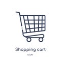 Linear shopping cart with grills icon from Commerce outline collection. Thin line shopping cart with grills icon isolated on white