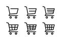 Linear shopping cart vector icons set. Internet store buy symbol. Webstore trolley logo