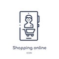 Linear shopping online icon from Blogger and influencer outline collection. Thin line shopping online vector isolated on white