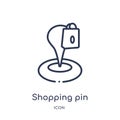 Linear shopping pin icon from Maps and locations outline collection. Thin line shopping pin icon isolated on white background.