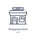 Linear shopping store icon from Commerce outline collection. Thin line shopping store icon isolated on white background. shopping