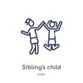 Linear sibling's child icon from Family relations outline collection. Thin line sibling's child vector isolated on white