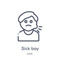 Linear sick boy icon from Dentist outline collection. Thin line sick boy icon isolated on white background. sick boy trendy Royalty Free Stock Photo