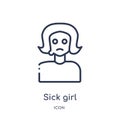 Linear sick girl icon from Dentist outline collection. Thin line sick girl icon isolated on white background. sick girl trendy