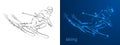 Linear silhouette of the drawing the athlete on skis Royalty Free Stock Photo