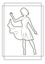 Linear silhouette of girl in dress