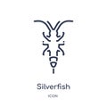 Linear silverfish icon from Animals outline collection. Thin line silverfish icon isolated on white background. silverfish trendy