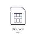 Linear sim card icon from Electronics outline collection. Thin line sim card icon isolated on white background. sim card trendy