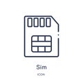 Linear sim icon from Electronic devices outline collection. Thin line sim vector isolated on white background. sim trendy