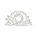 Linear simple logo photo video camera electronic device decorated natural blossom botanical flower