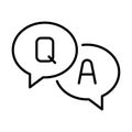 Linear simple question answer icon vector illustration. Monochrome assistance chat help information