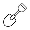 Linear simple shovel icon vector illustration construction, gardening, agricultural, farming works