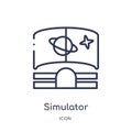 Linear simulator icon from Astronomy outline collection. Thin line simulator vector isolated on white background. simulator trendy