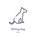 Linear sitting dog icon from Airport terminal outline collection. Thin line sitting dog vector isolated on white background.