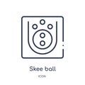 Linear skee ball icon from Entertainment outline collection. Thin line skee ball icon isolated on white background. skee ball Royalty Free Stock Photo
