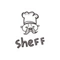 Linear sketch of the chef in doodle style and the inscription