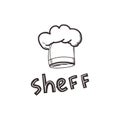 Linear sketch of a chef`s hat in doodle style