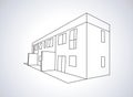 Linear sketch of a family block house. Royalty Free Stock Photo