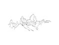 Linear sketch of Fitz Roy mountain massif in Patagonia