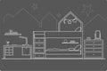Linear sketch front childroom interior for two girls on gray background Royalty Free Stock Photo