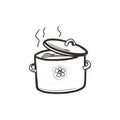 Linear sketch of a hot food saucepan in doodle style